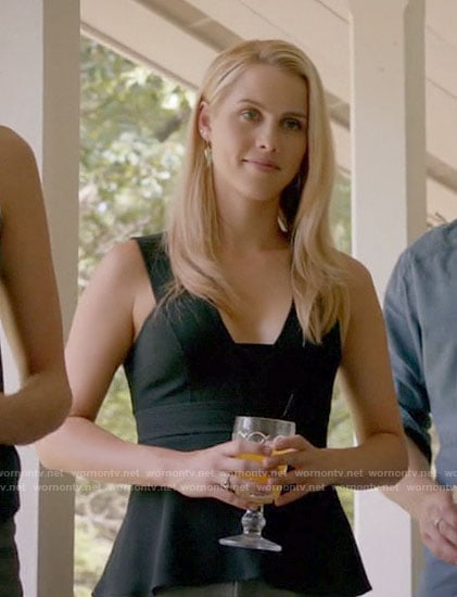 Rebekah's black peplum top on The Originals