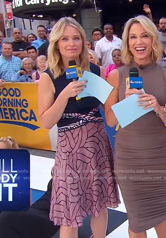 Sara's navy ladder print dress on Good Morning America