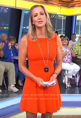 Lara's orange fit and flare dress on Good Morning America