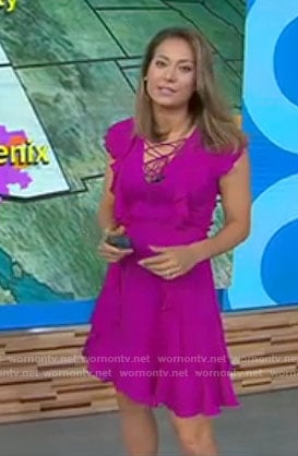 Ginger's purple ruffled lace-up dress on Good Morning America
