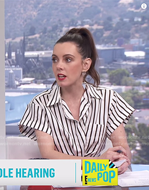 Melanie's twisted front striped shirt on E! News Daily Pop