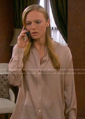 Abby's beige button front blouse on Days of our Lives