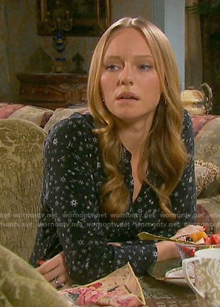Abby's black star print dress on Days of our Lives