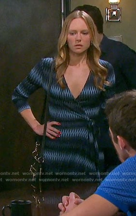 Abby's chevron striped wrap dress on Days of our Lives