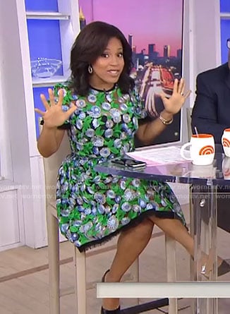 Sheinelle's black and green floral lace dress on Today