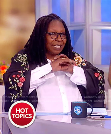 Whoopi's black floral kimono on The View