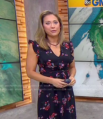 Ginger's black floral v-neck dress on Good Morning America