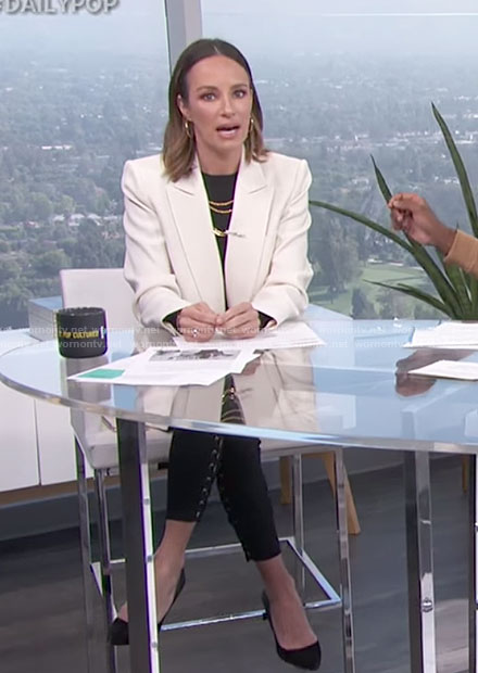Catt's black lace-up pants on E! News Daily Pop
