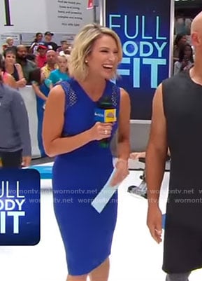 Amy's blue mesh panel dress on Good Morning America