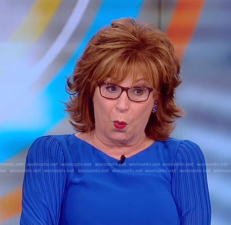 Joy's blue pleated sleeve top on The View