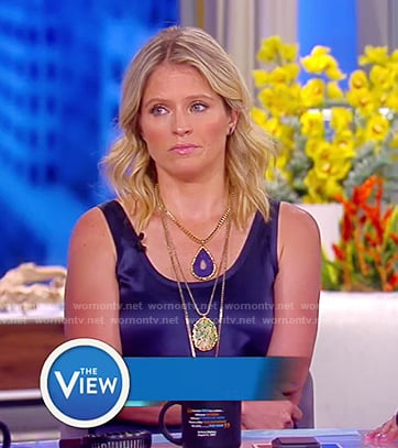 Sara's blue silk jumpsuit on The View