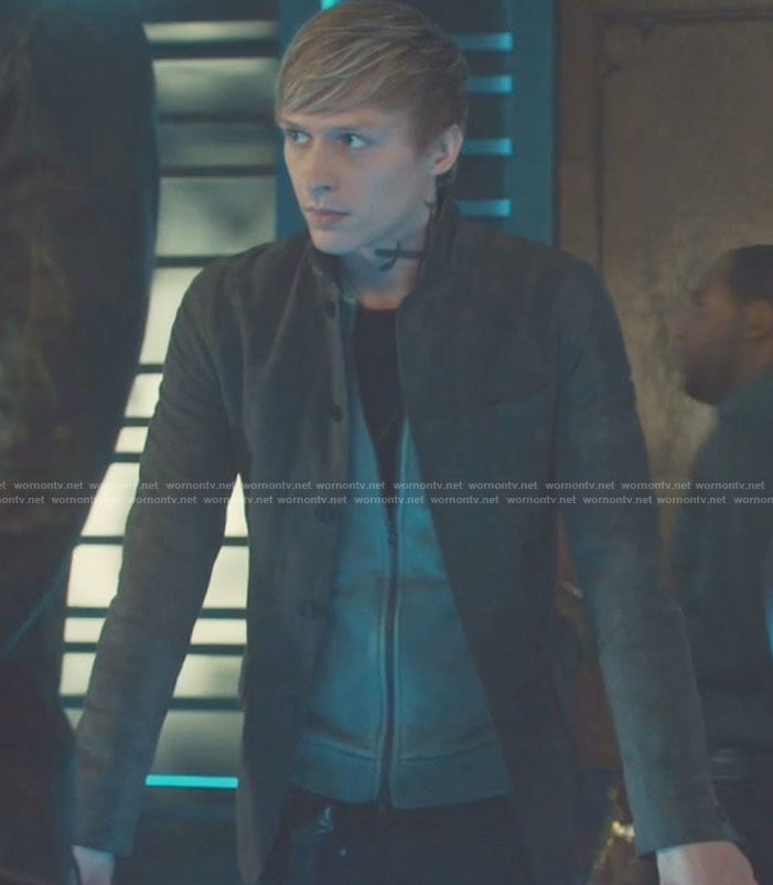 Sebastian's brown button front jacket on Shadowhunters