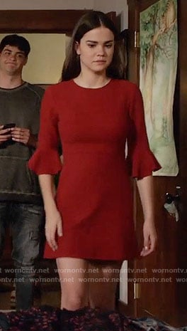 Callie's red bell sleeve dress on The Fosters