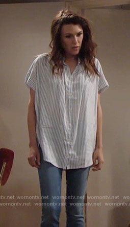 Chloe's striped oversized shirt on The Young and the Restless