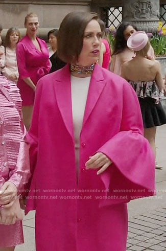 Diana's pink bell-sleeve coat on Younger