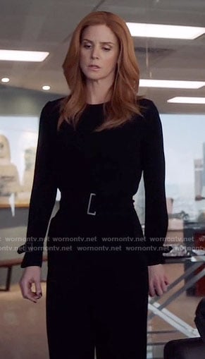 Donna's black belted jumpsuit on Suits