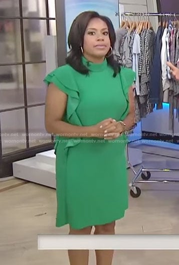 Sheinelle's green ruffled sleeve mini dress on Today