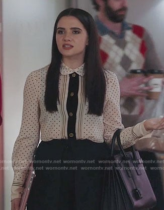 Jane's polka dot shirt on The Bold Type