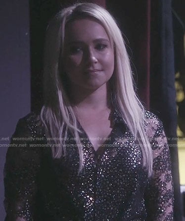 Juliette's metallic star and lace shirt on Nashville
