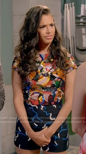 Kibby's multi colored sequin top on Daytime Divas