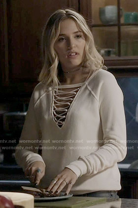 Maddie's lace-up sweatshirt on Nashville