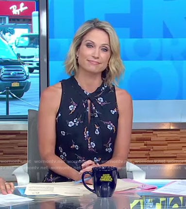Amy's navy floral keyhole dress on Good Morning America