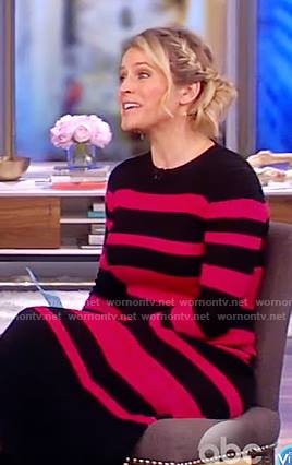 Sara's black and pink striped sweater midi dress on The View