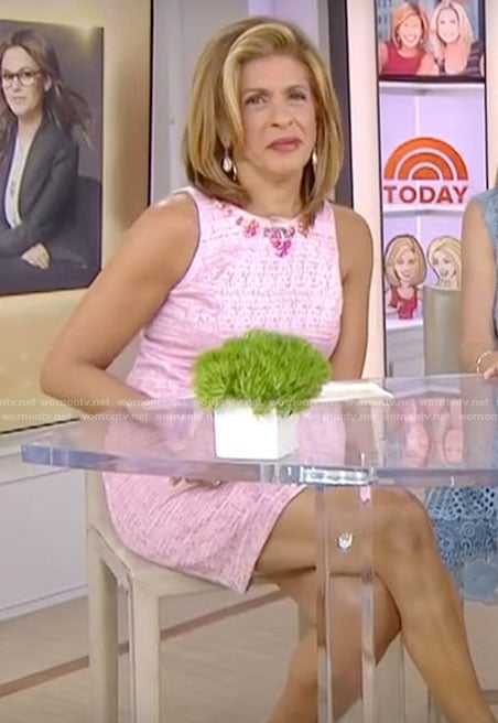 Hoda's pink beaded neck dress on Today