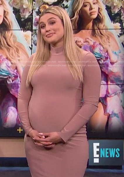Carissa's pink long sleeve mock neck dress on E! News