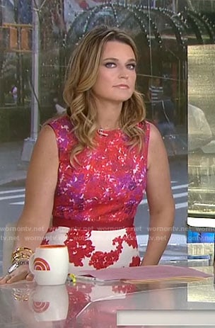 Savannah's red mixed print sheath dress on Today