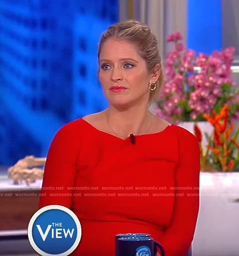 Sara's red long sleeve sheath dress on The View