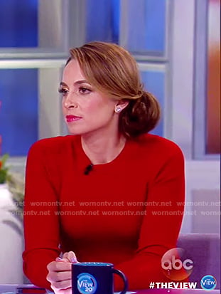 Jedediah's red ribbed slit dress on The View