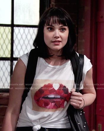 Tessa's lips graphic tee on The Young and the Restless