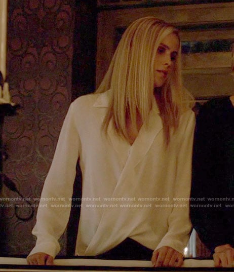 Rebekah's white draped blouse on The Originals