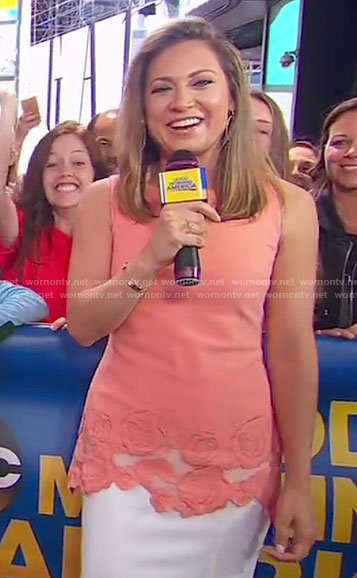 Ginger's orange rose embroidered top on Good Morning America