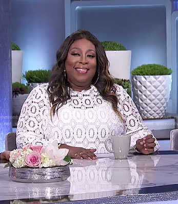 Loni's white crochet lace top on The Real