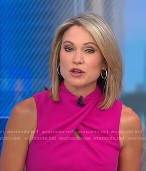 Amy's pink twist front sleeveless dress on Good Morning America