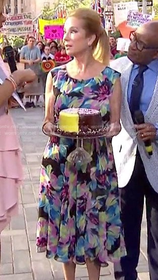 Kathie's black floral flare dress on Today