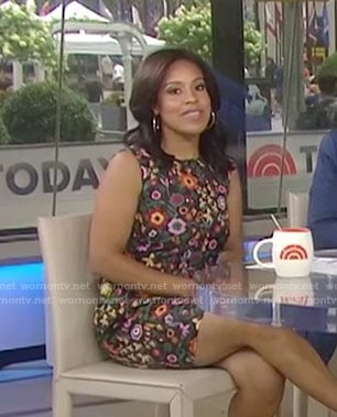 Sheinelle's black floral sleeveless dress on Today
