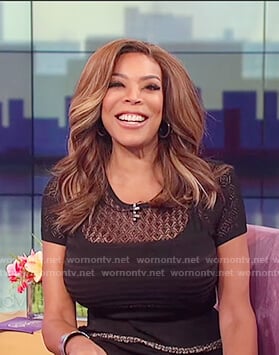 Wendy's black knitted lace insert dress on The Wendy Williams Show