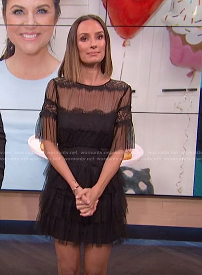 Catt's black lace mini dress on E! News