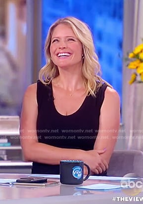 Sara's black sleeveless sheath dress on The View