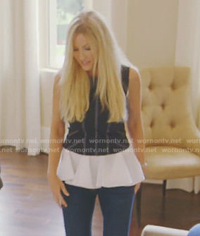 Stephanie's blue striped layered top on The Real Housewives of Dallas