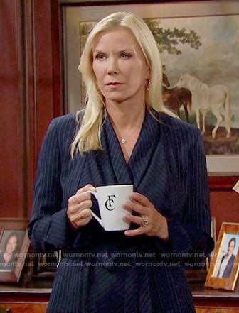 Brooke's pinstriped wrap jacket on The Bold and the Beautiful