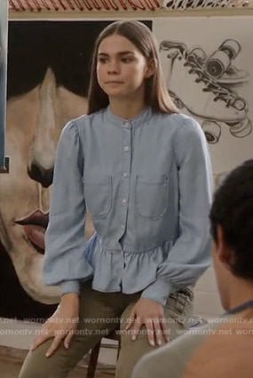 Callie's chambray ruffled shirt on The Fosters