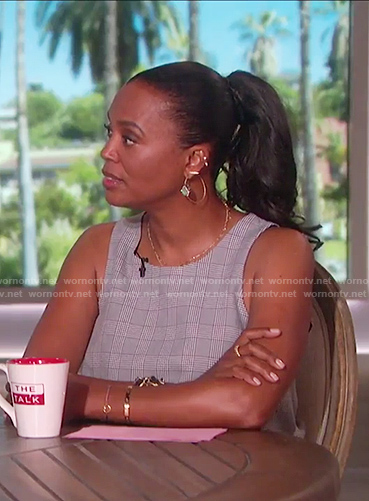 Aisha's grey check jumpsuit on The Talk