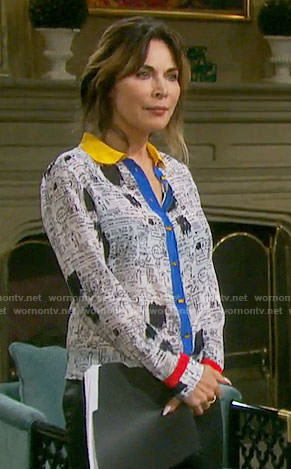 Kate's sketch print shirt on Days of our Lives