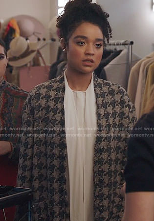 Kat's houndstooth jacket on The Bold Type