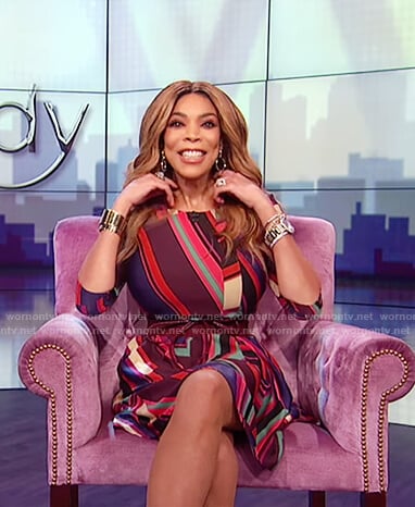 Wendy's multicolored striped dress on The Wendy Williams Show