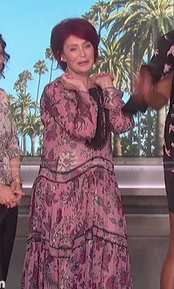 Sharon's pink floral maxi dress on The Talk